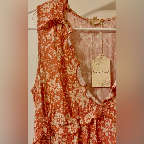 3/$25! NEW! Hem & Thread Dusty Coral Ruffle Babydoll Boutique Top S - Picture 7 of 15